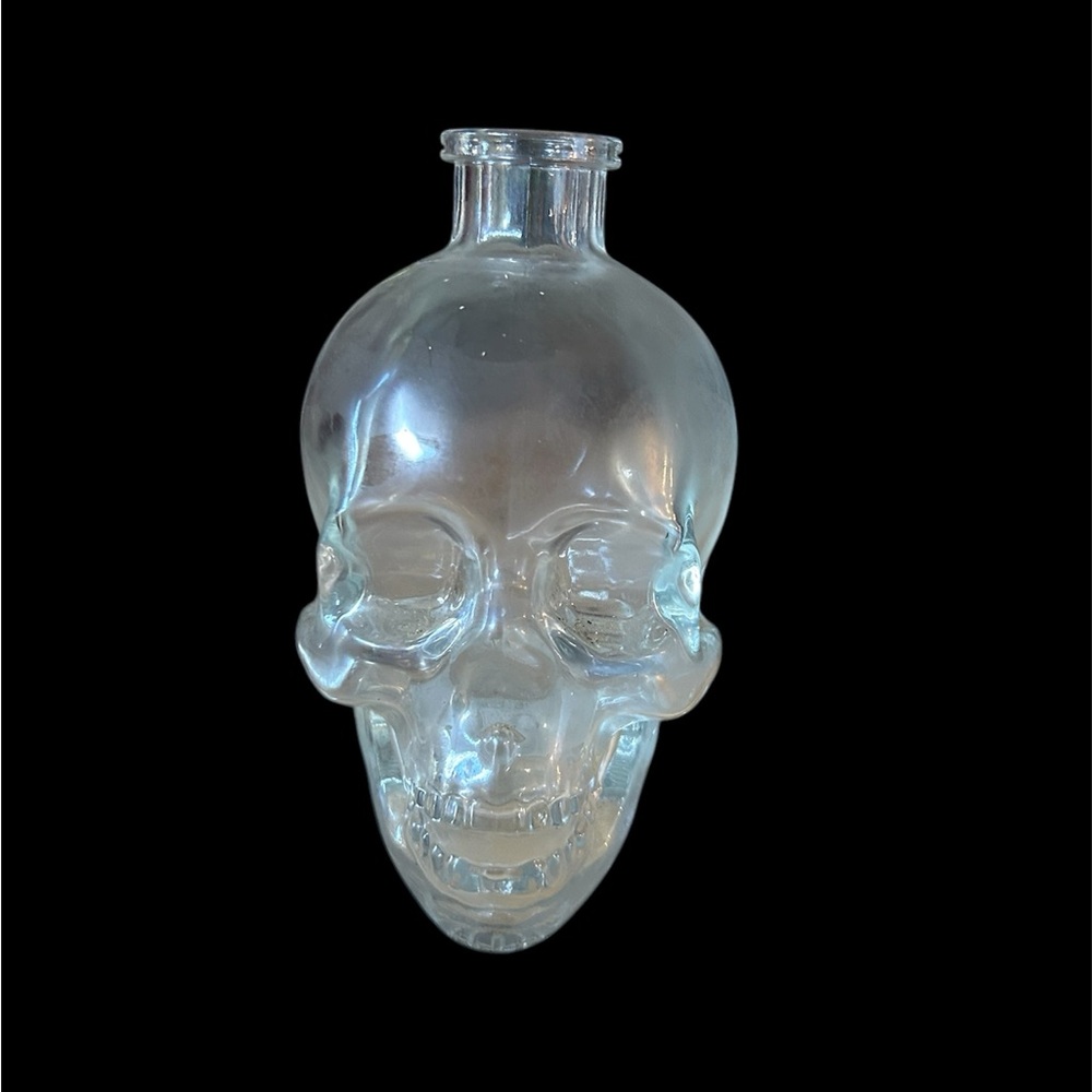 Empty Crystal Head vodka bottle.